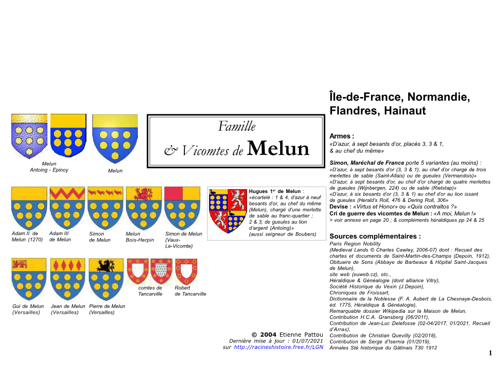 Famille & Vicomtes De Melun