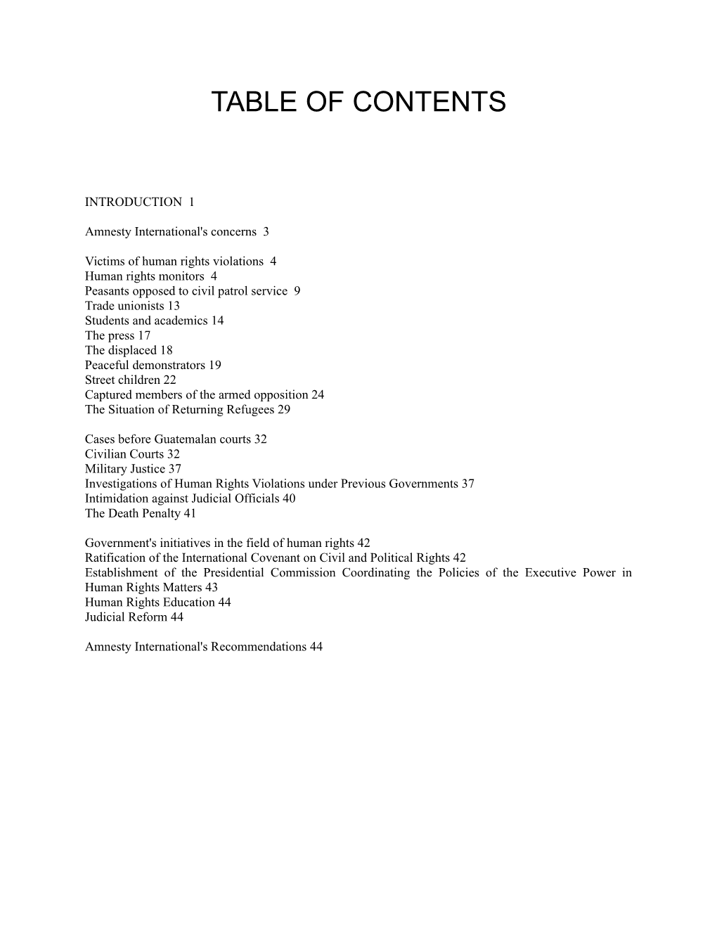 Table of Contents