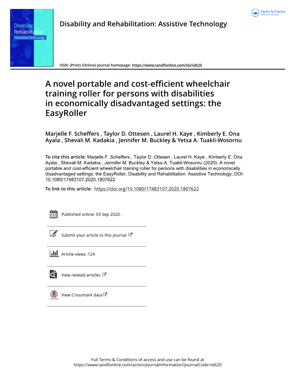 A Novel Portable and Cost-Efficient Wheelchair Training Roller for Persons with Disabilities in Economically Disadvantaged Settings: the Easyroller