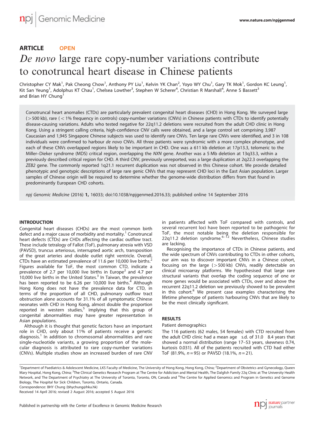 De Novo Large Rare Copy-Number Variations Contribute to Conotruncal Heart Disease in Chinese Patients