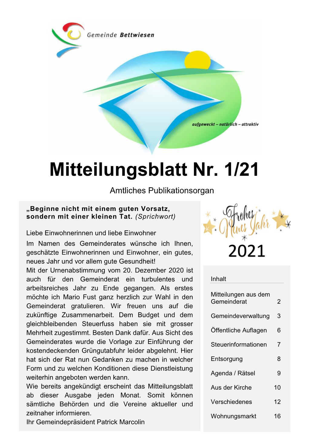 Mitteilungsblatt Nr. 1/21 2021