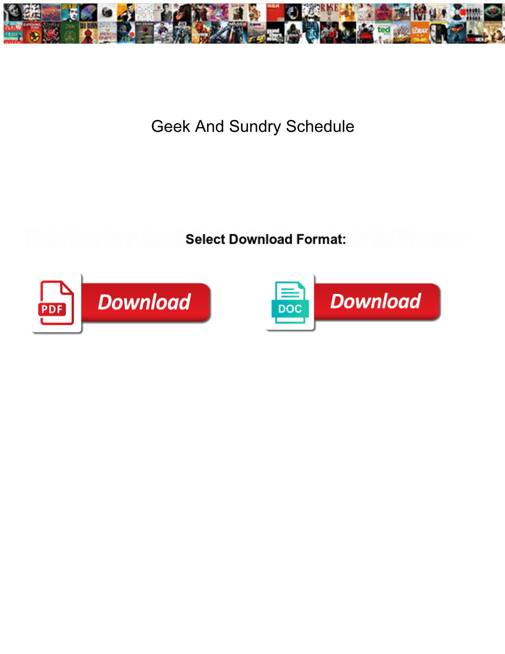 Geek and Sundry Schedule