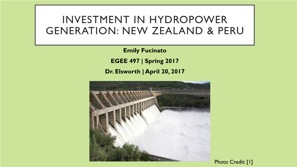 Investment in Hydropower Generation: New Zealand & Peru