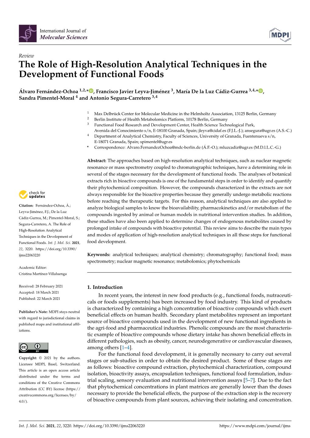 The Role of High-Resolution Analytical Techniques in the Development of Functional Foods