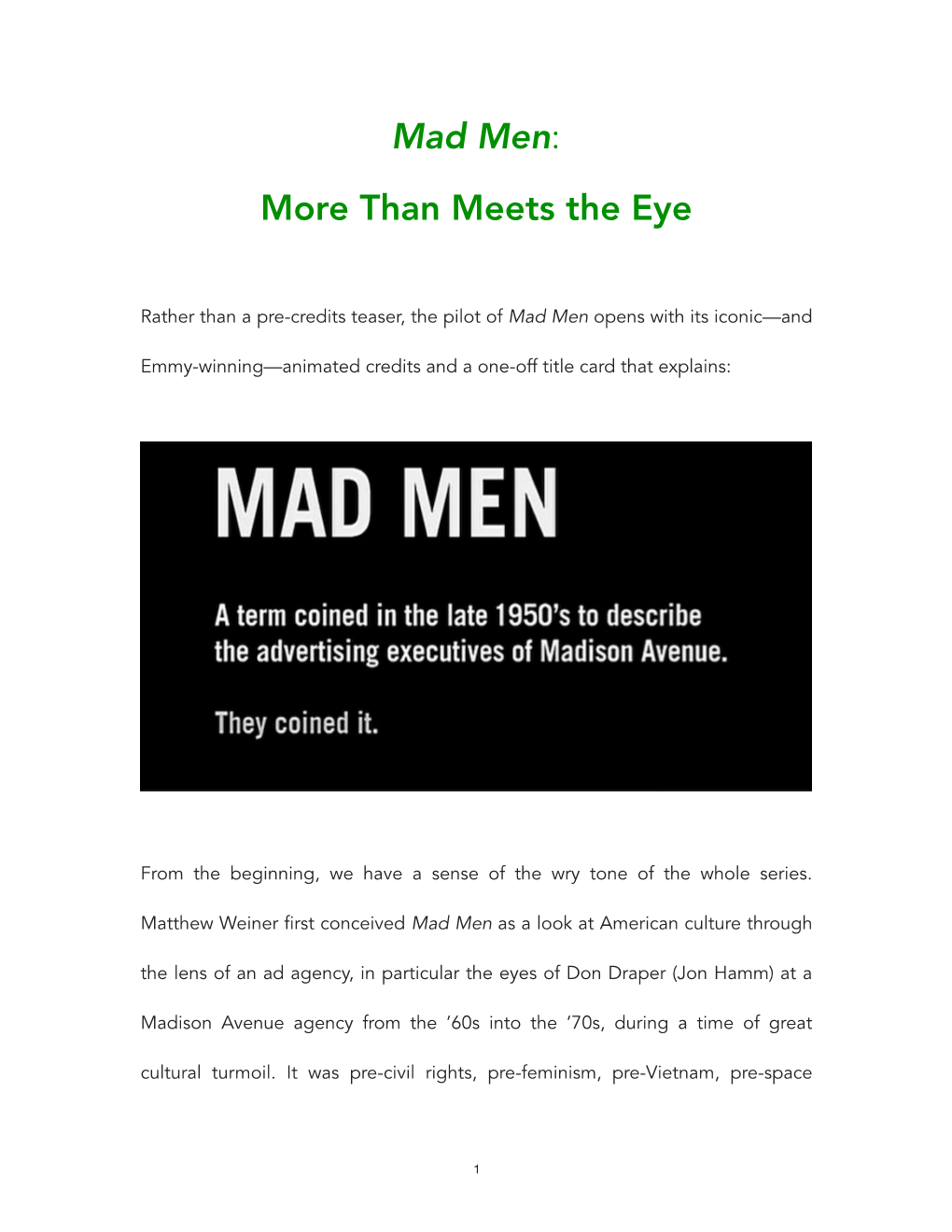 Mad Men: More Than Meets the Eye