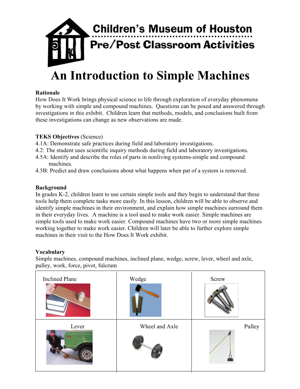 An Introduction to Simple Machines