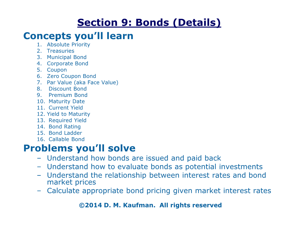 Bonds (Details) Concepts You’Ll Learn 1