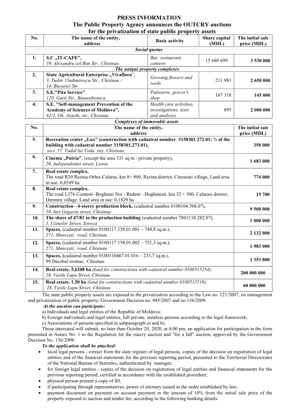 Page 1 PRESS INFORMATION the Public Property Agency Announces