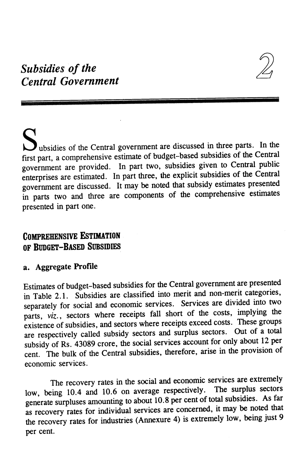 2. Subsidies of Central Government