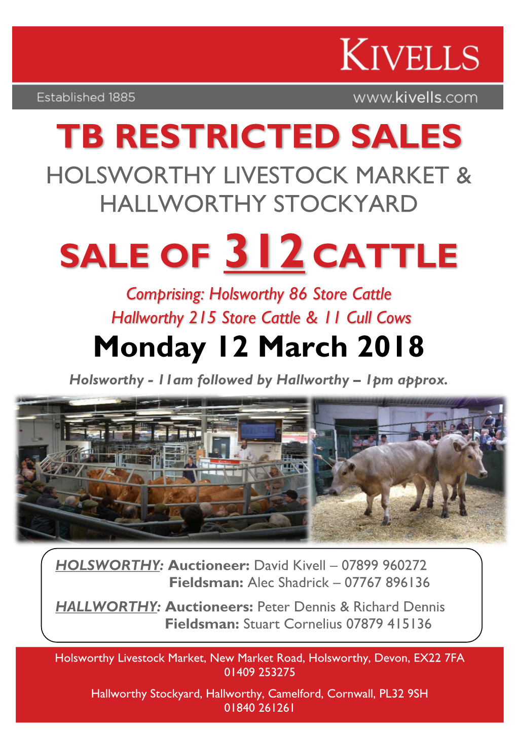 Tb Restricted Sales Sale of 312Cattle
