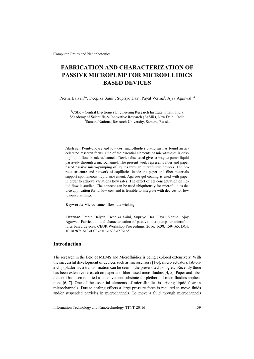 Fabrication and Characterization of Passive Micropump for Microfluidics Based Devices