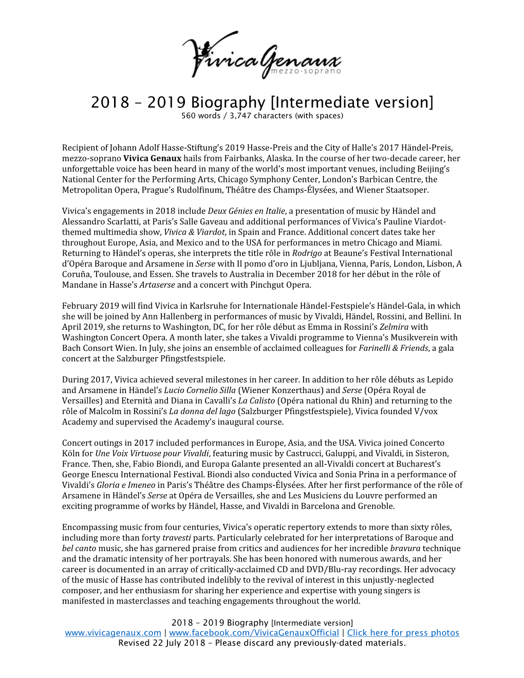 2019 Biography [Intermediate Version] 560 Words / 3,747 Characters (With Spaces)