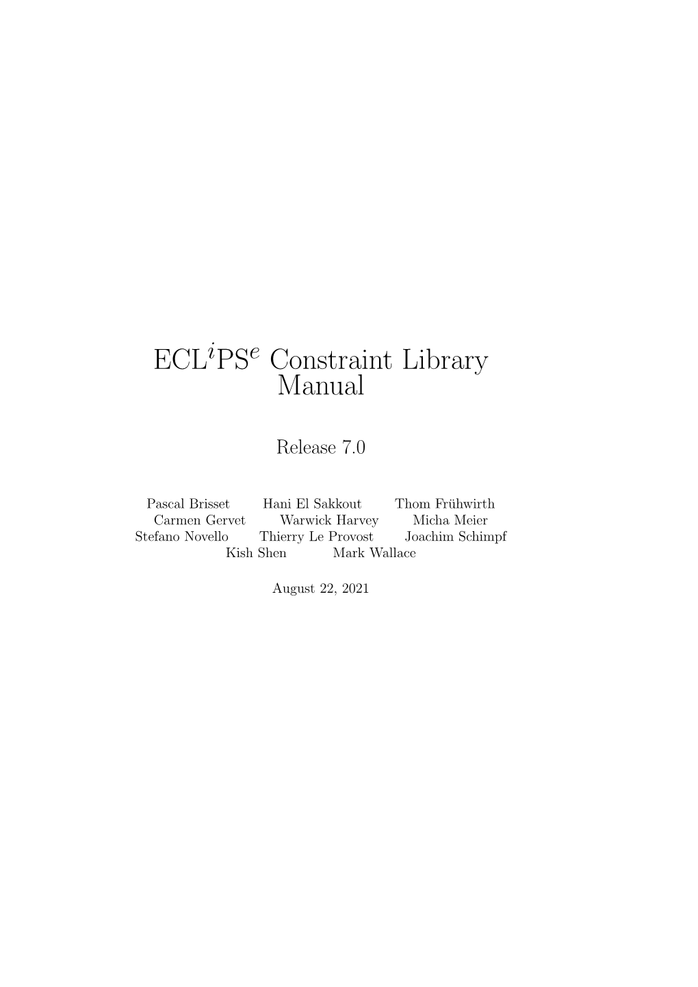 ECL PS Constraint Library Manual