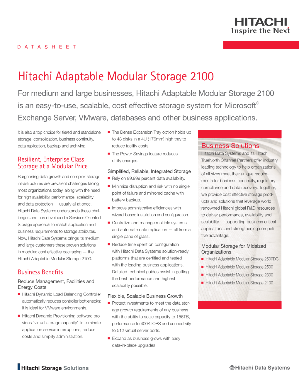 Hitachi Adaptable Modular Storage 2100