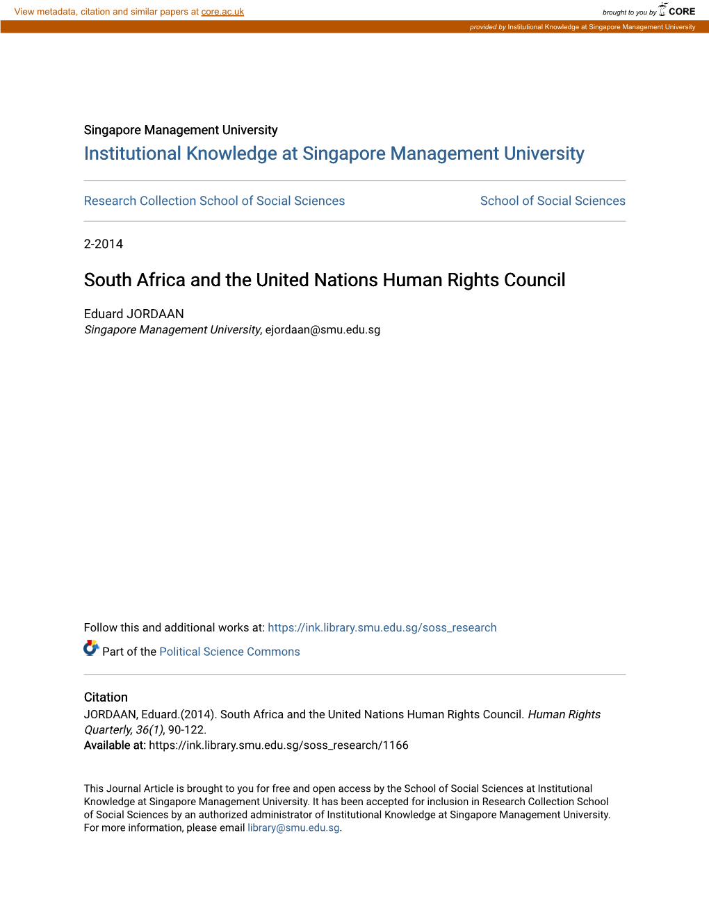 South Africa and the United Nations Human Rights Council