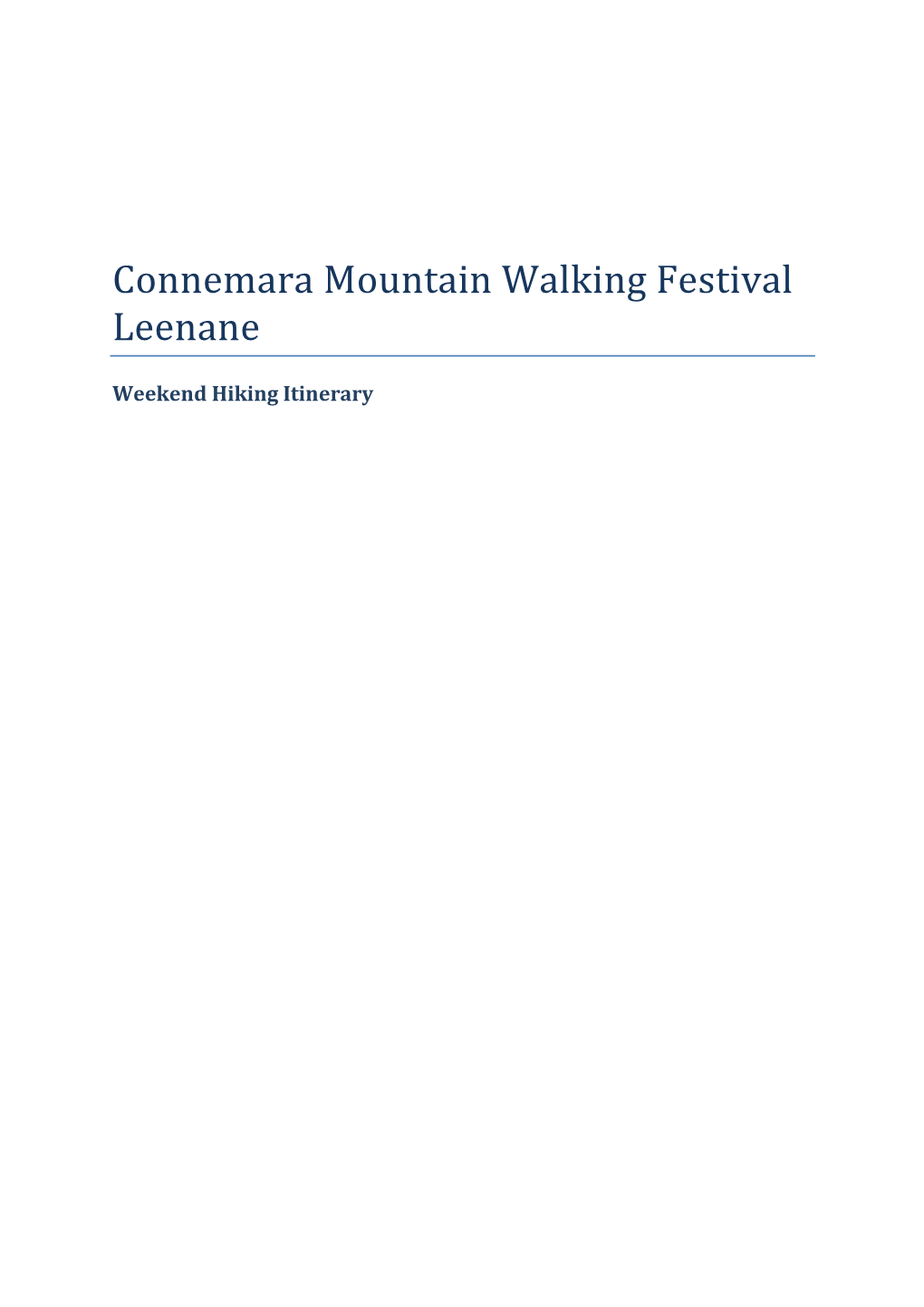 Connemara Mountain Walking Festival Leenane
