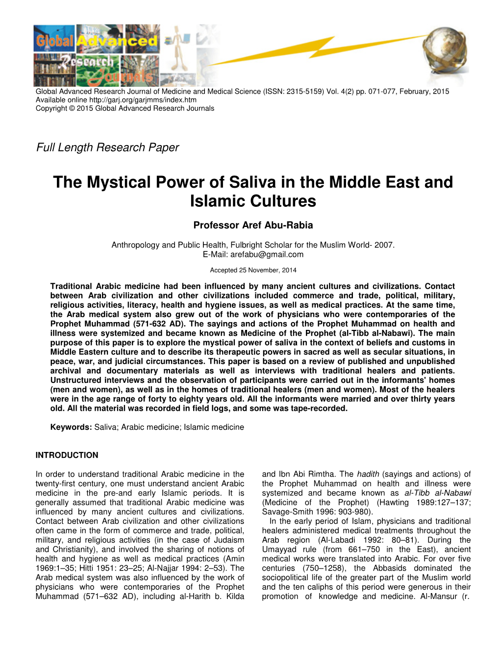 The Mystical Power of Saliva in the Middle East and Islamic Cultures