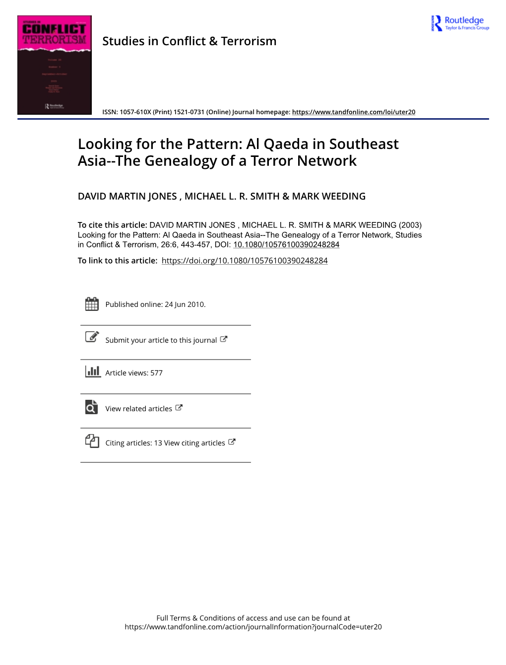 Al Qaeda in Southeast Asia--The Genealogy of a Terror Network