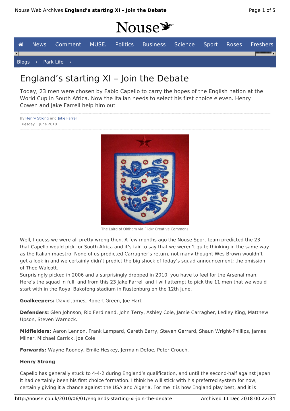 England's Starting XI – Join the Debate | Nouse
