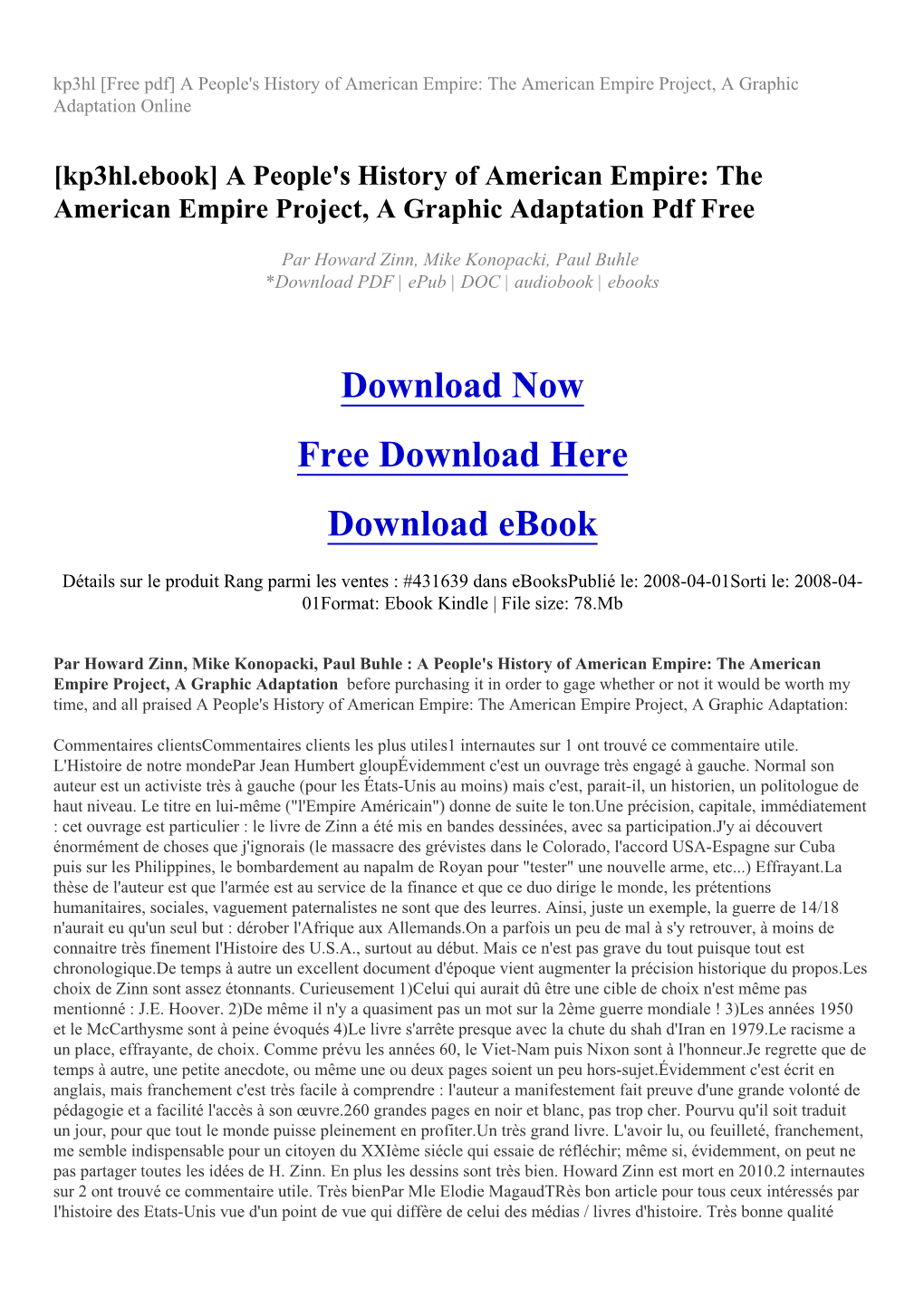 Kp3hl [Free Pdf] a People's History of American Empire: the American Empire Project, a Graphic Adaptation Online