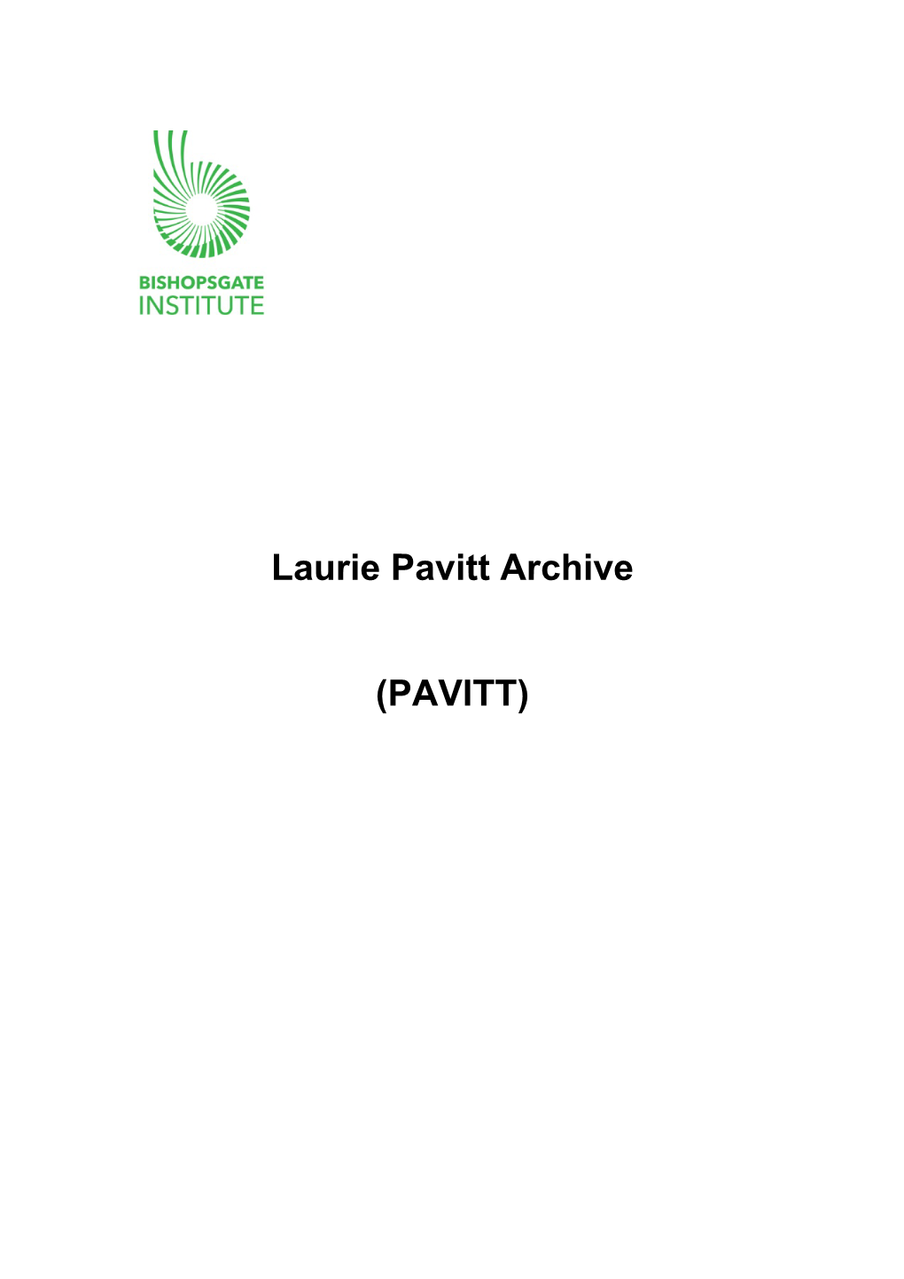 Laurie Pavitt Archive