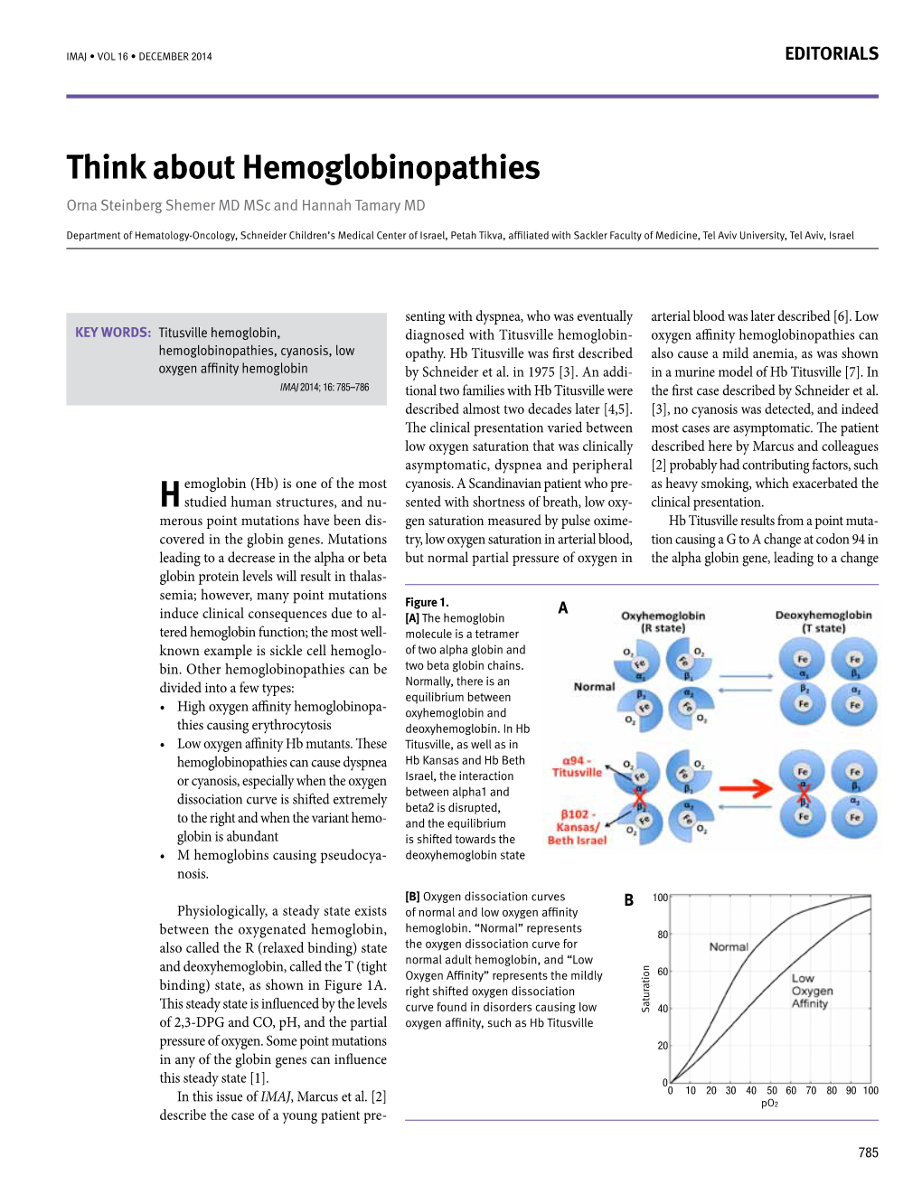 Think About Hemoglobinopathies Orna Steinberg Shemer MD Msc and Hannah Tamary MD