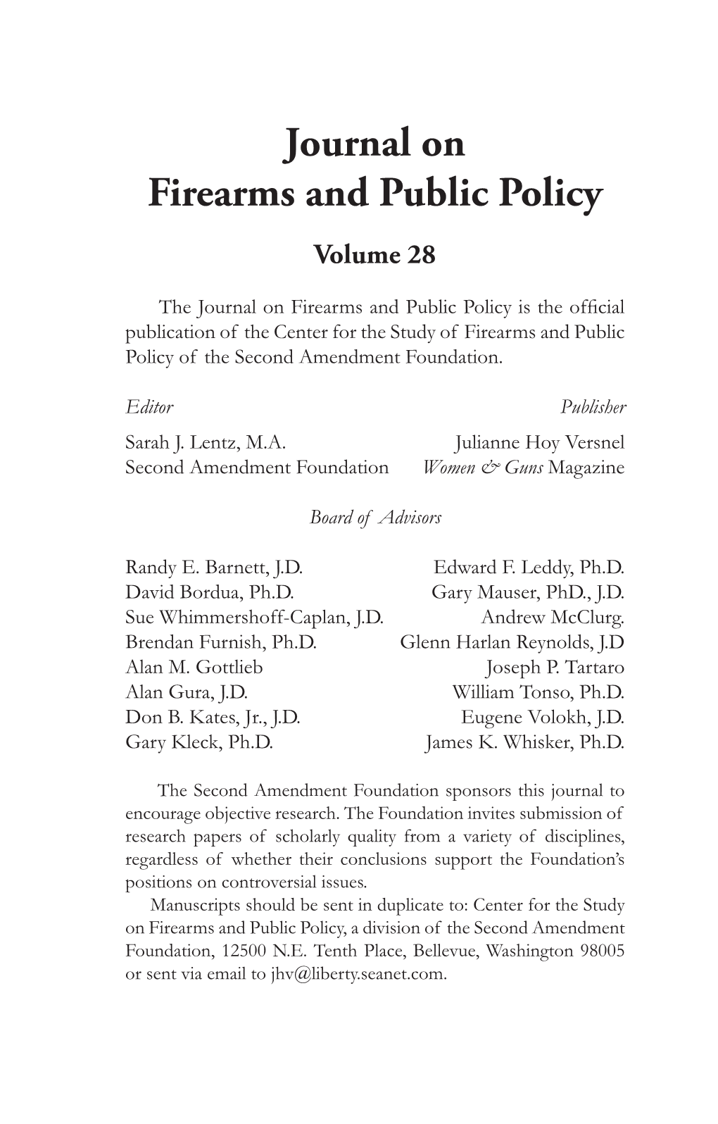Journal on Firearms and Public Policy Volume 28