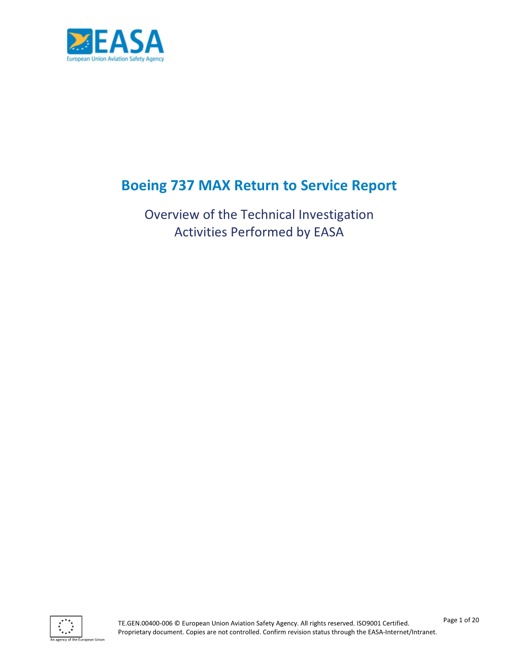 Boeing 737 MAX Return to Service Report