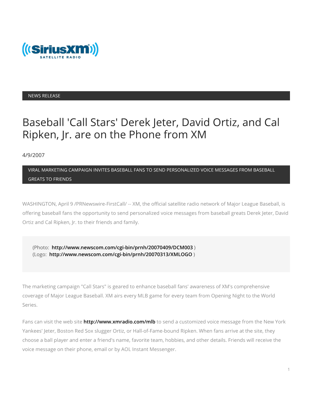 Derek Jeter, David Ortiz, and Cal Ripken, Jr. Are on the Phone from XM