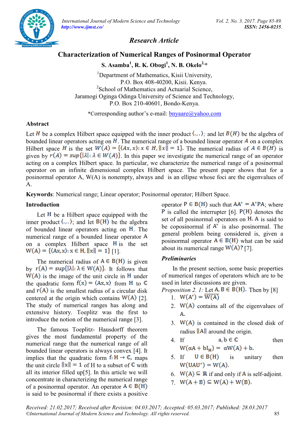 Research Article Characterization of Numerical Ranges of Posinormal