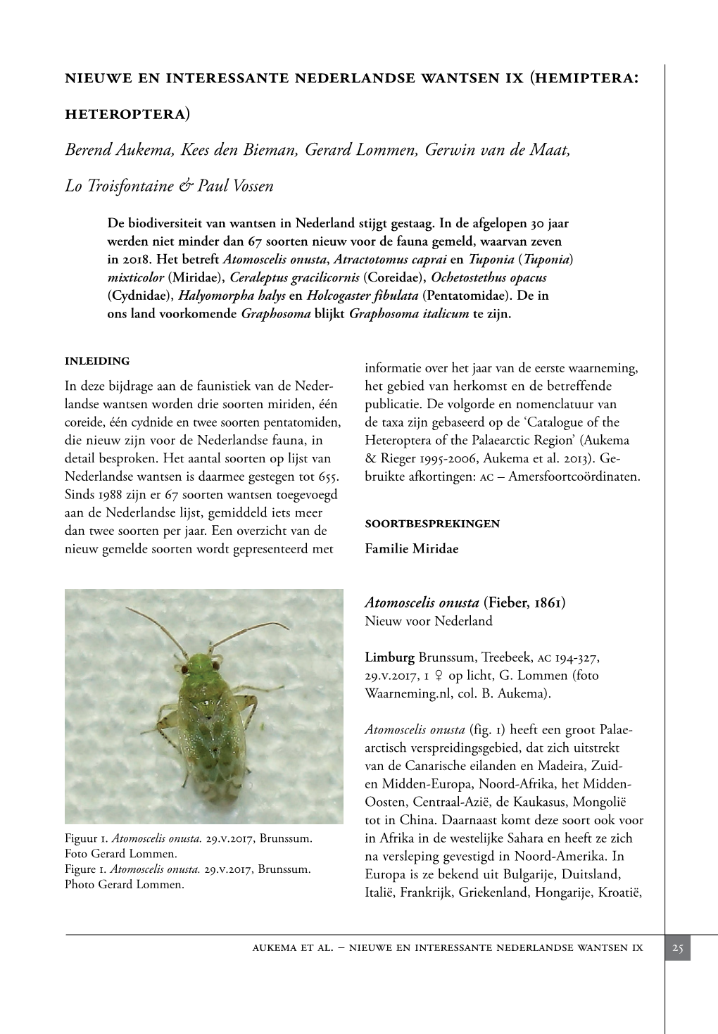 Nieuwe En Interessante Nederlandse Wantsen Ix (Hemiptera: Heteroptera)