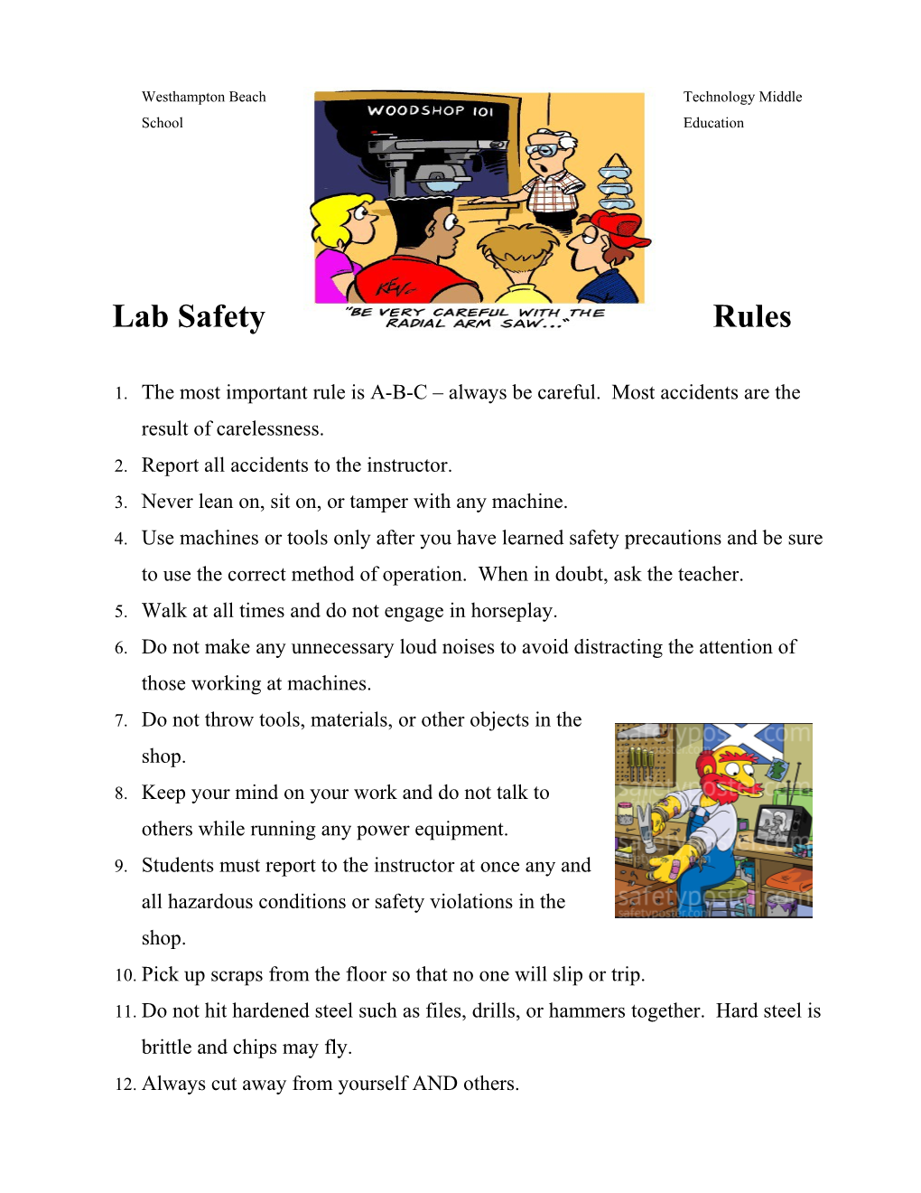 Lab Safety Rules s2