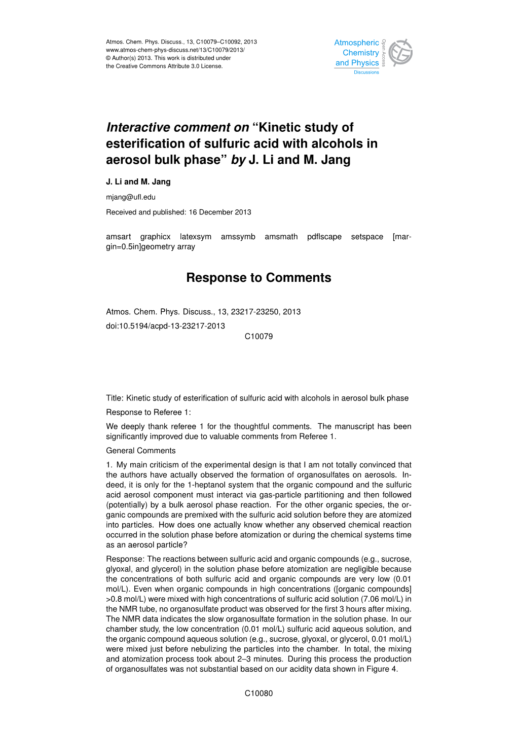 Kinetic Study of Esterification of Sulfuric Acid with Alcohols