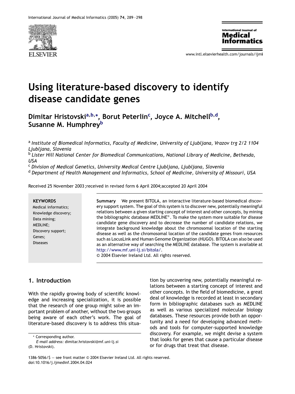 Using Literature-Based Discovery to Identify Disease Candidate Genes