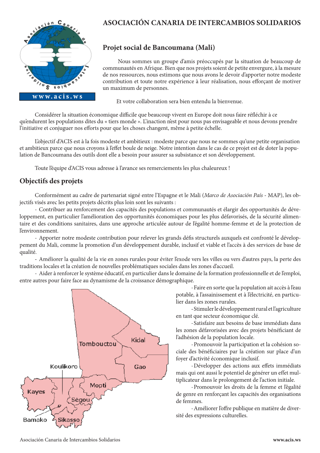 (Mali) Objectifs Des Projets