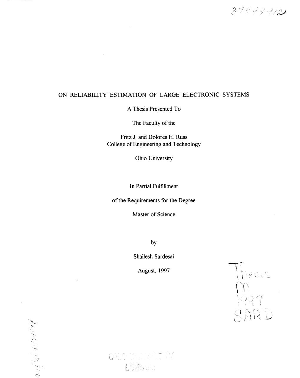 On Reliability Estimation of Large Electronic Systems A