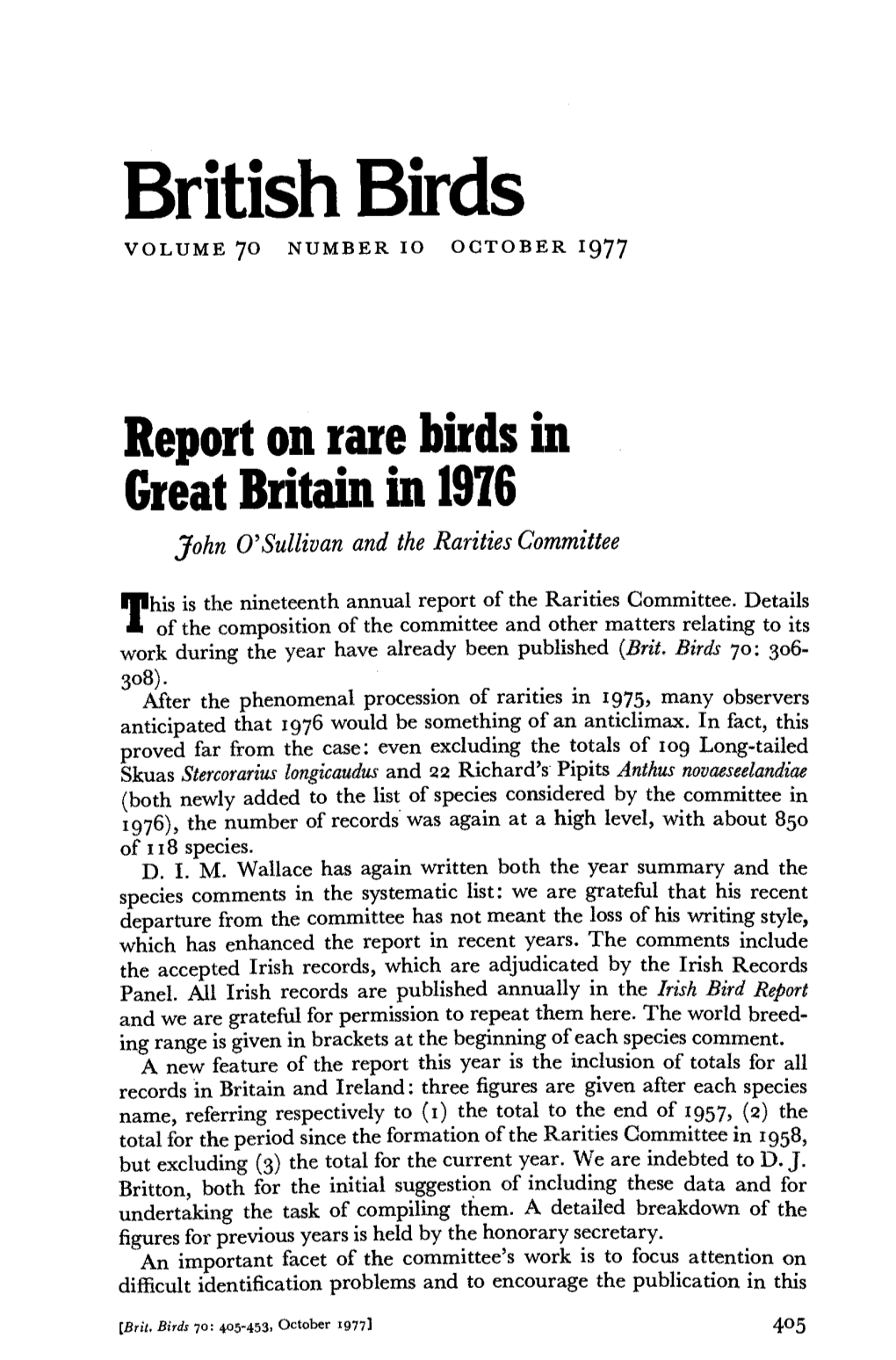 British Birds VOLUME 70 NUMBER IO OCTOBER 1977