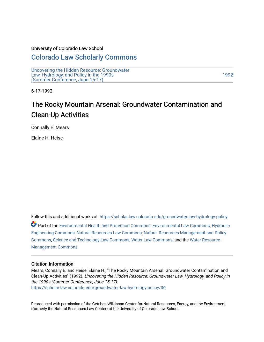 Groundwater Contamination and Clean-Up Activities