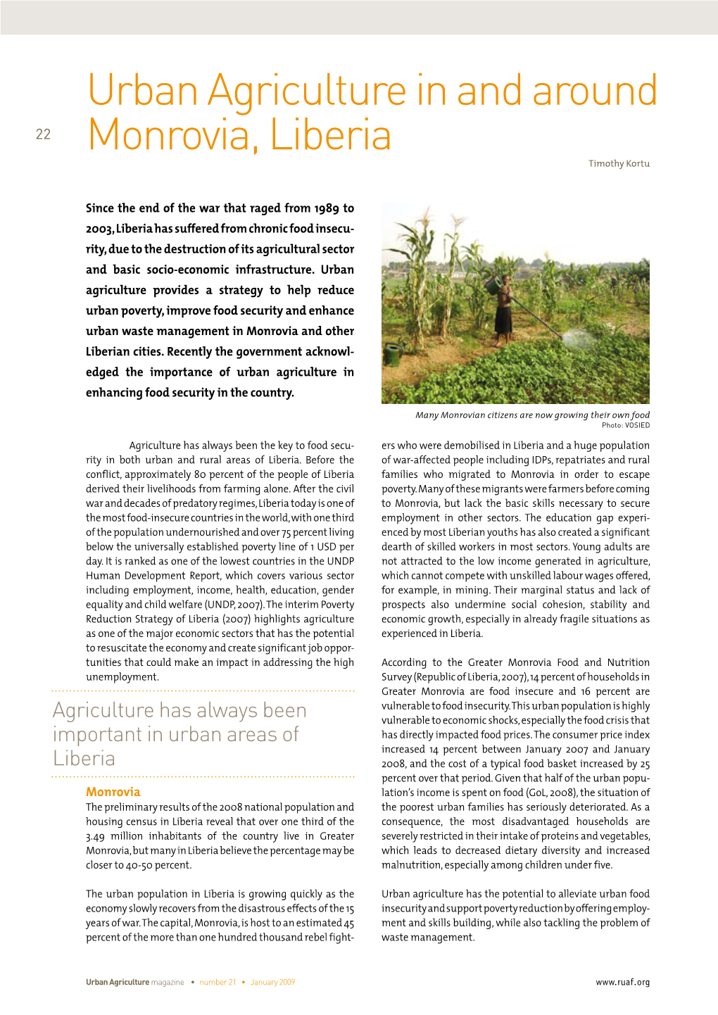 Urban Agriculture in and Around Monrovia, Liberia