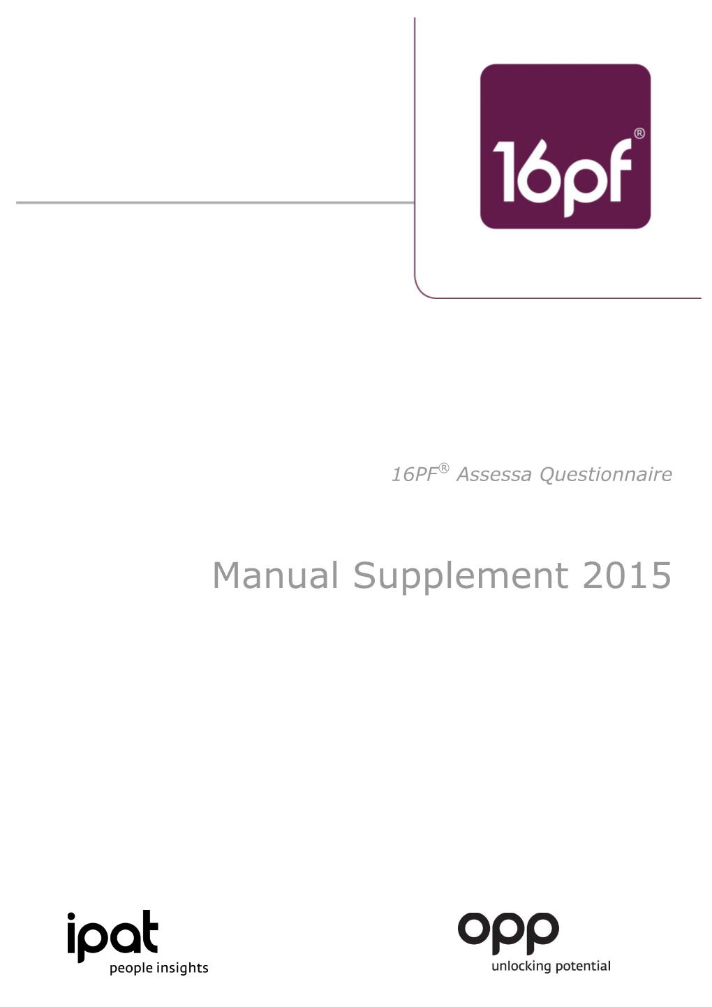 16PF ® Filipino Manual Supplement 2015