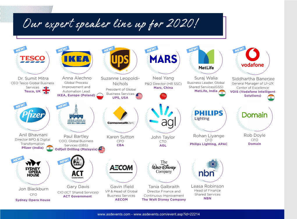 Our Expert Speaker Line up for 2020!