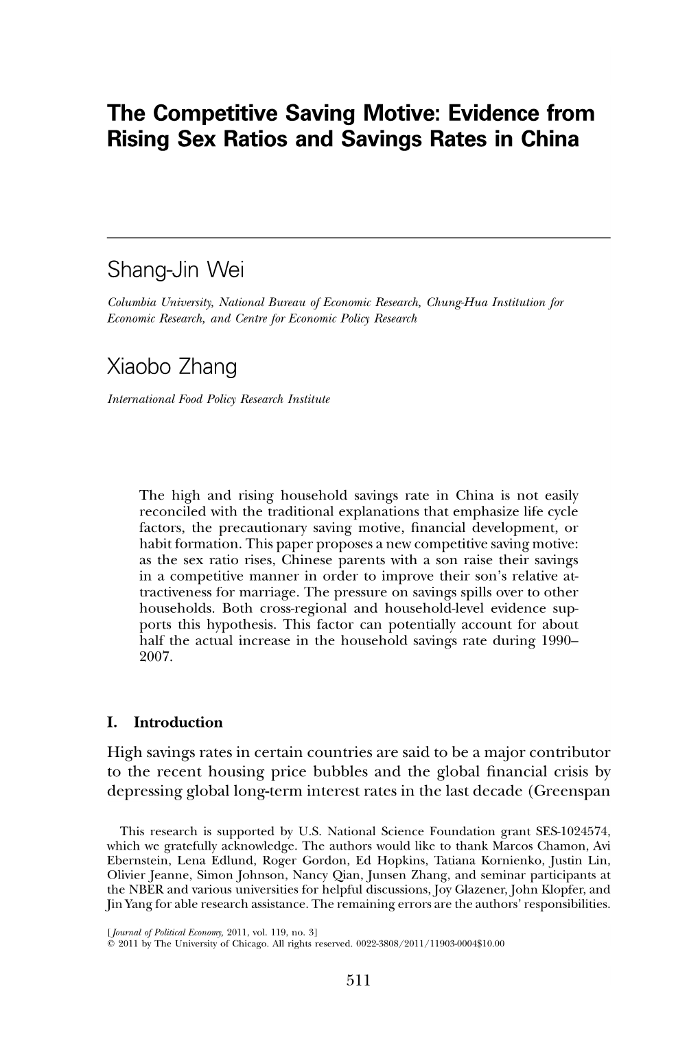 The Competitive Saving Motive: Evidence from Rising Sex Ratios and Savings Rates in China