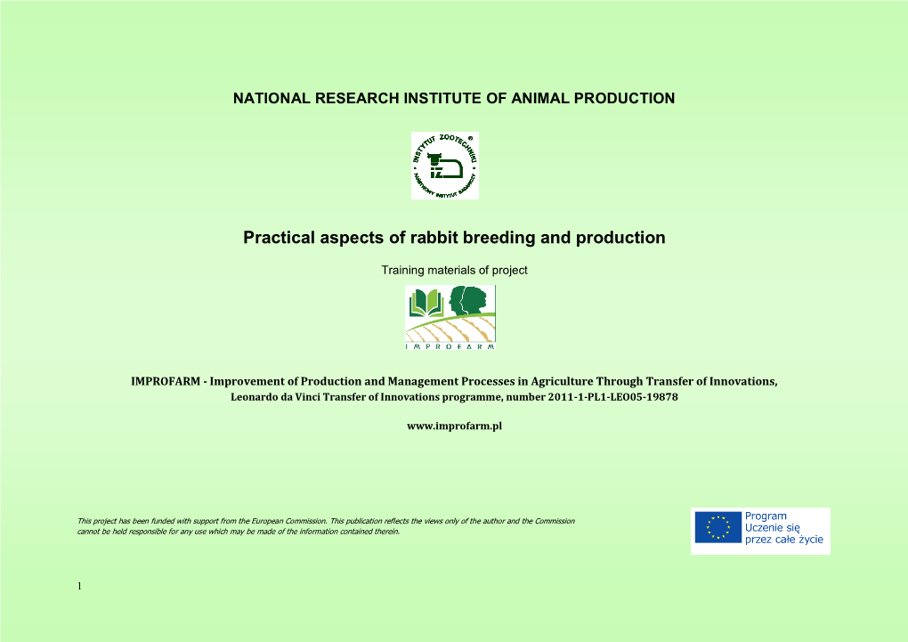 Practical Aspects of Rabbit Breeding and Production