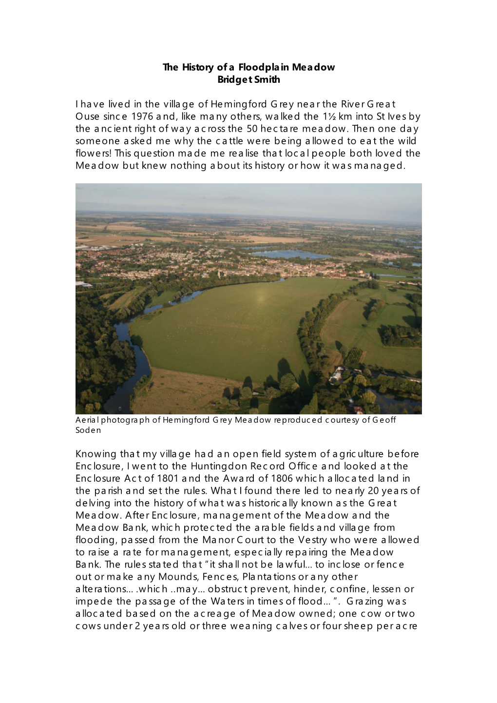 A History of Hemingford Grey Meadow by Bridget Smith