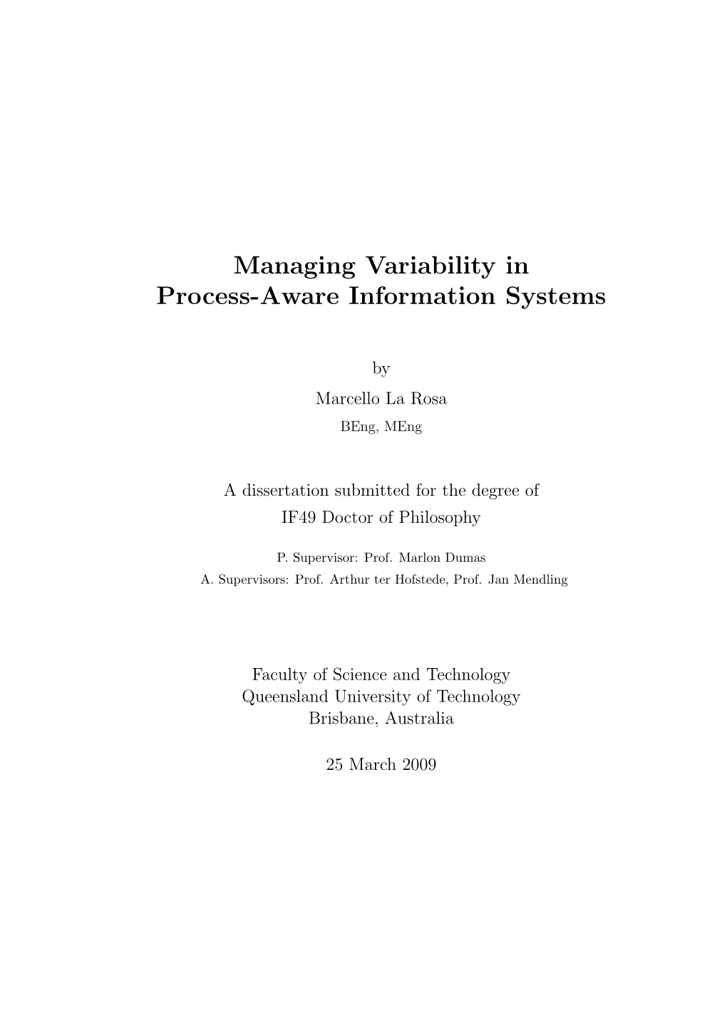 Managing Variability in Process-Aware Information Systems