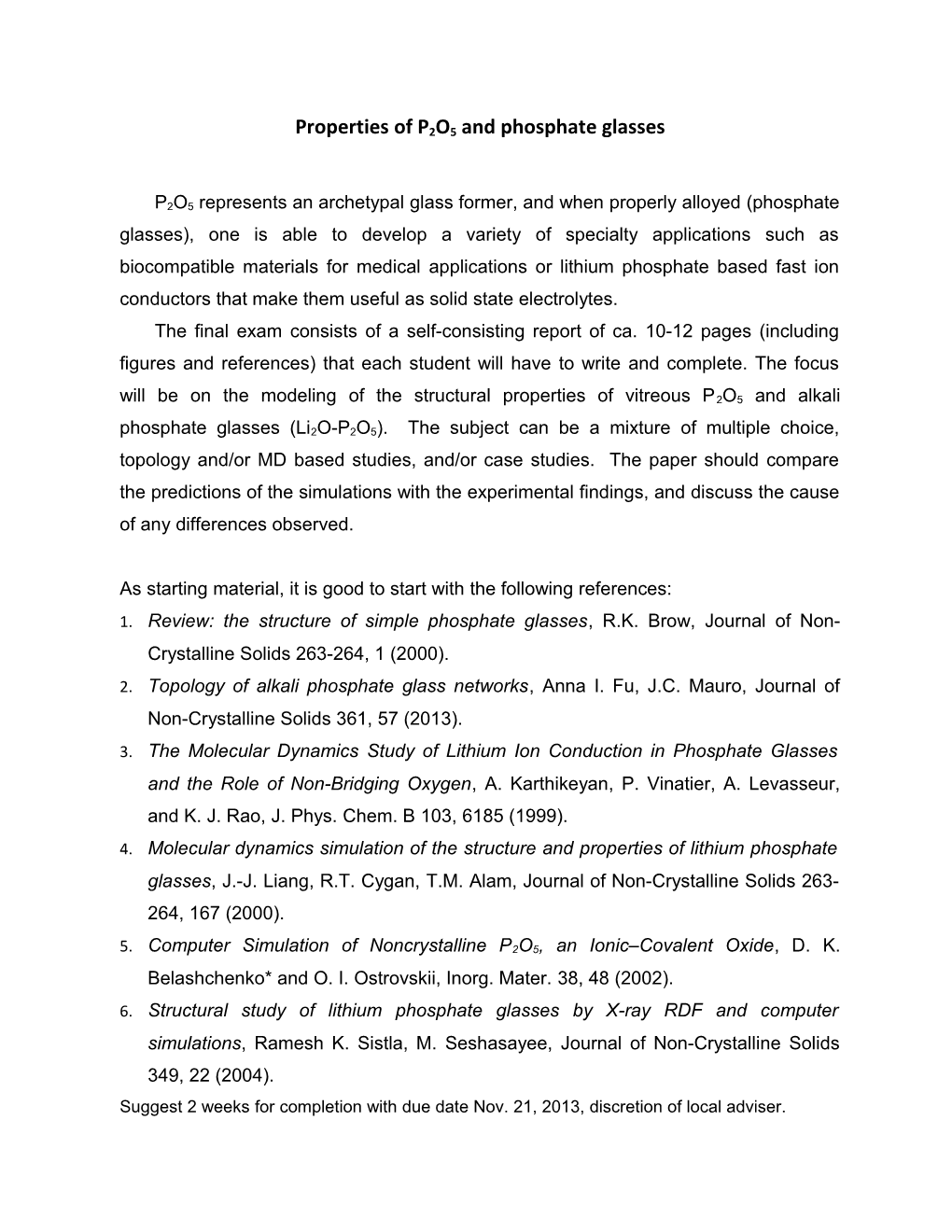 Properties of P2O5 and Phosphate Glasses