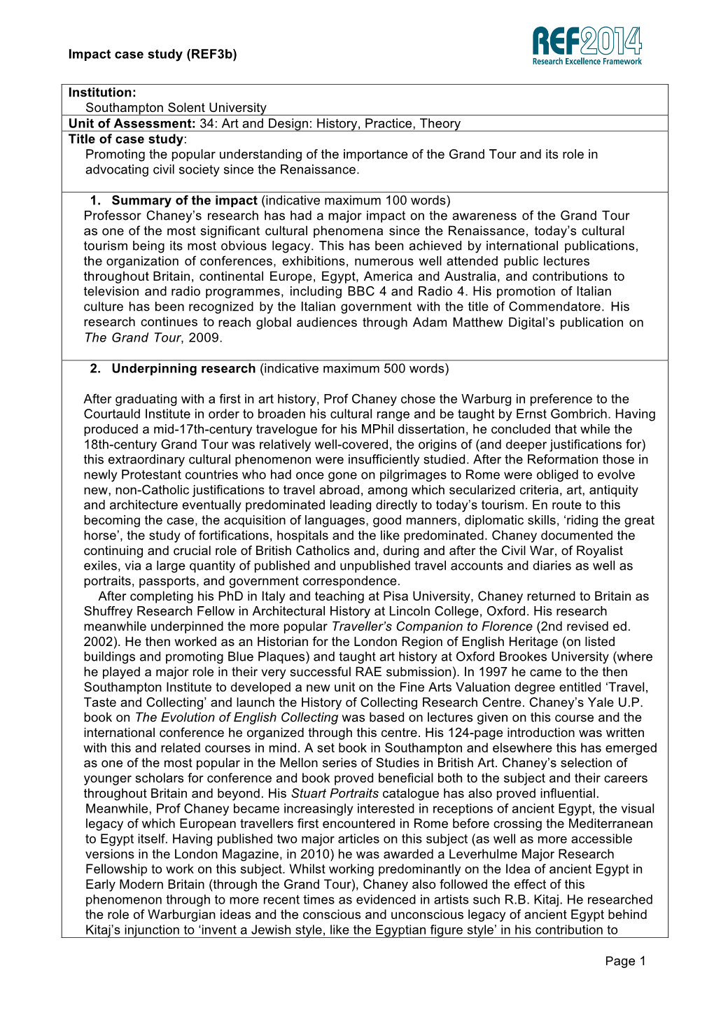 Impact Case Study (Ref3b) Page 1 Institution: Southampton Solent