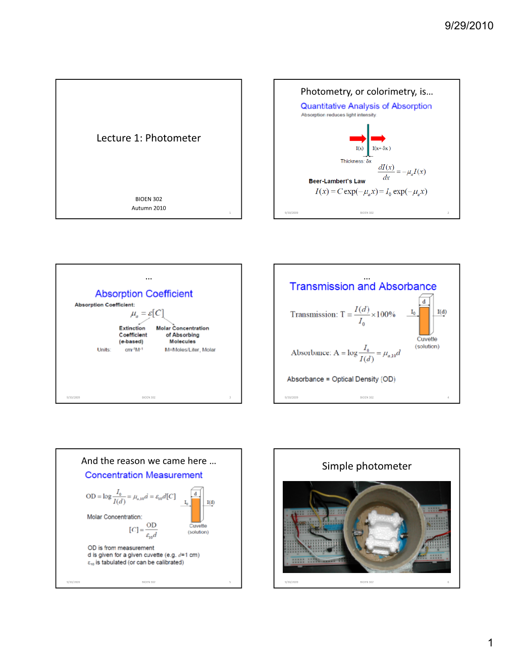 Lecture 1: Photometer Simple Photometer