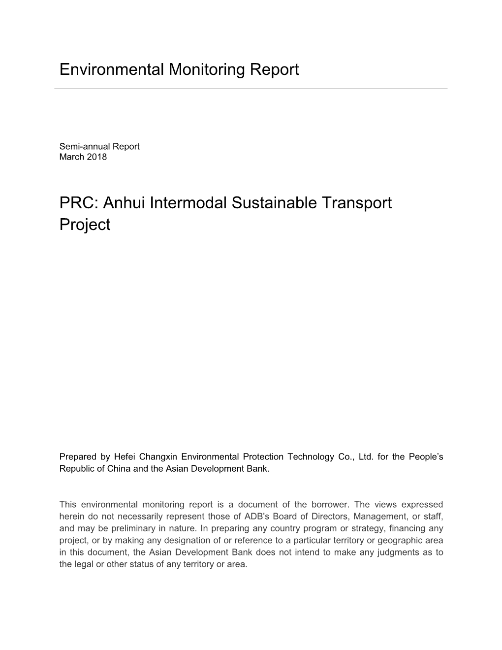 Anhui Intermodal Sustainable Transport Project: Bird Ecological