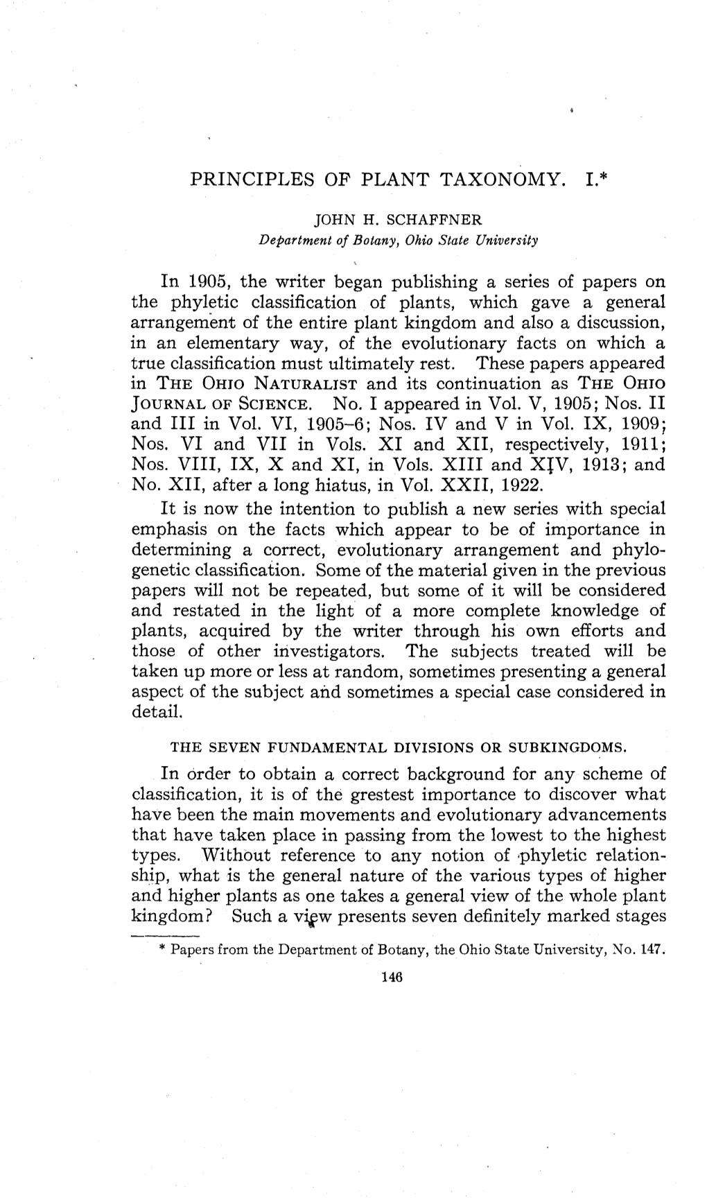 Principles of Plant Taxonomy. I